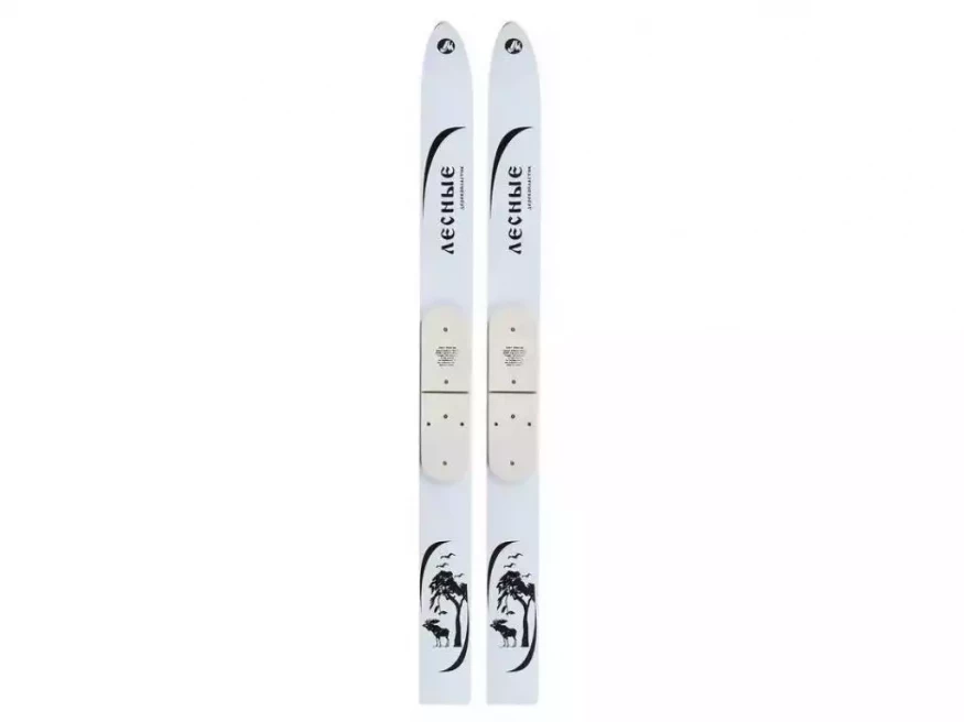 Лыжи Лесные, дерево-пластик, длина 175 см, ширина 11 см, с накладками