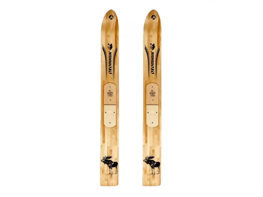 Лыжи ОХОТНИК, дерево, длина 145 см, ширина 150 мм, с накладками