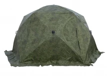 Палатка зимняя ЧУМ 3 (трехслойная, пиксель с выводом под трубу и навесом)