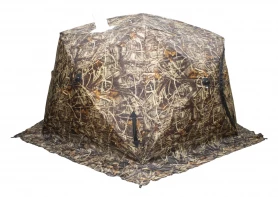 Палатка зимняя ЧУМ 2 (трехслойная, камыш с выводом под трубу и навесом)